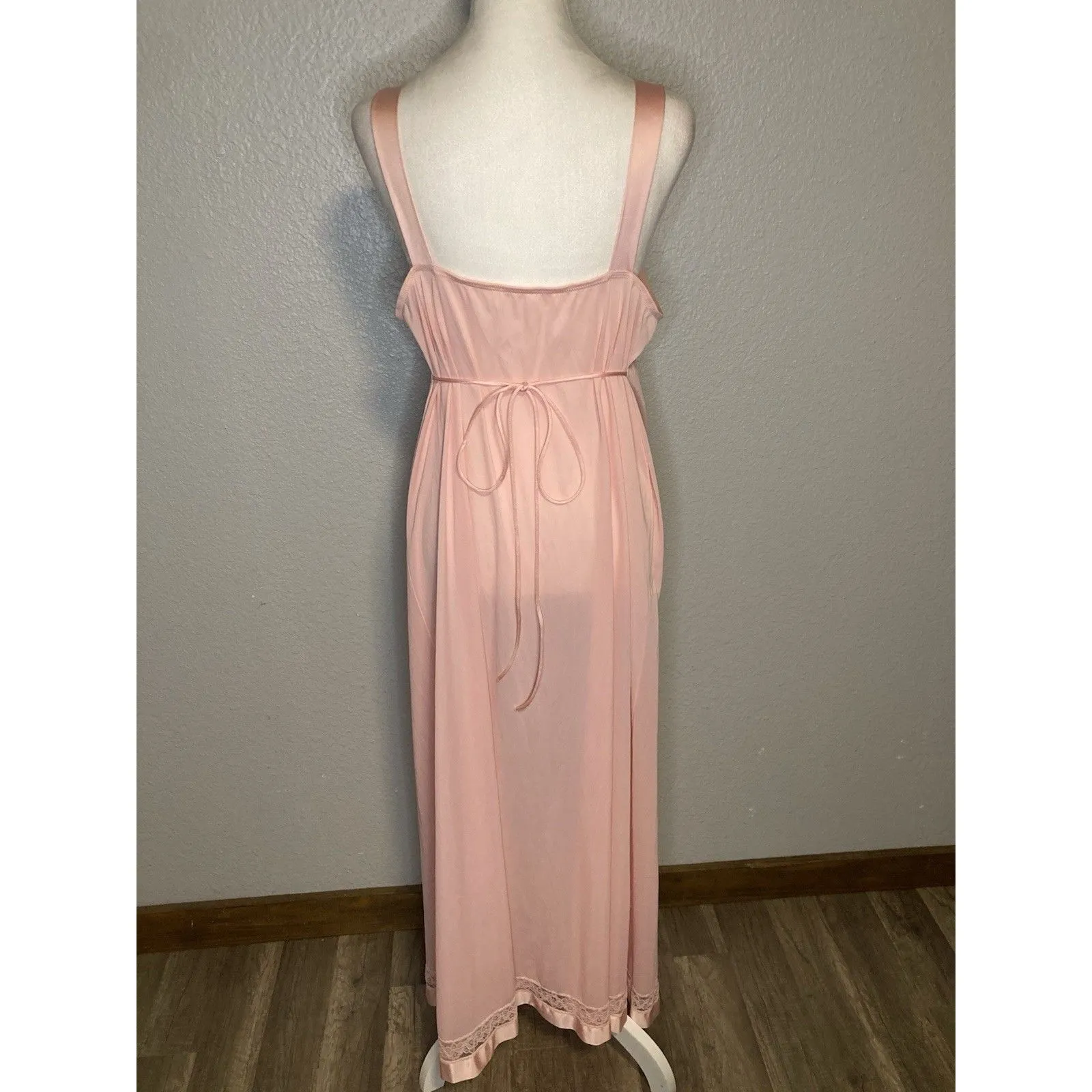 Vintage Vanity Fair M Peignoir Set Pink Women Nightgown Robe Nylon Lace Babydoll - Image 5