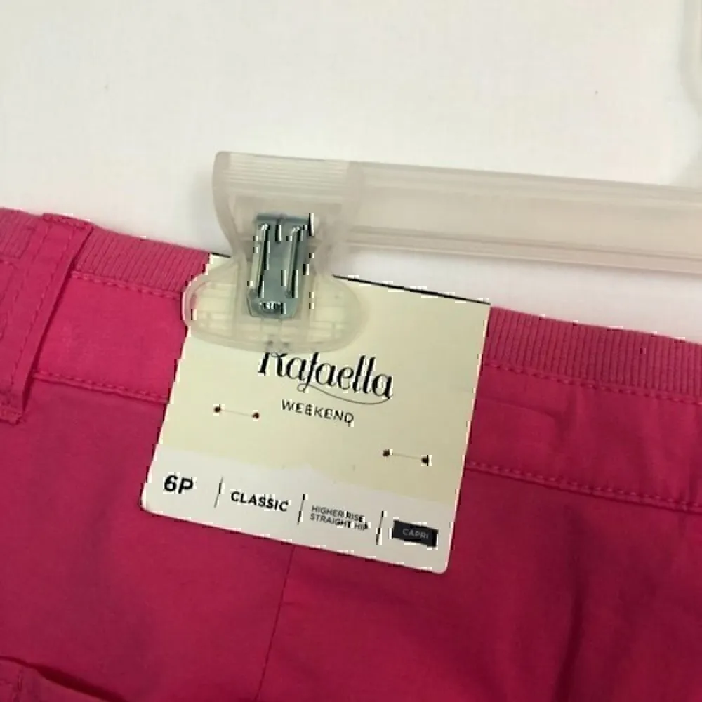NEW NWT RAFAELLA PETITE Classic Capri Bright Hot Pink Barbie Cuffed Cotton sz 6P - Image 5
