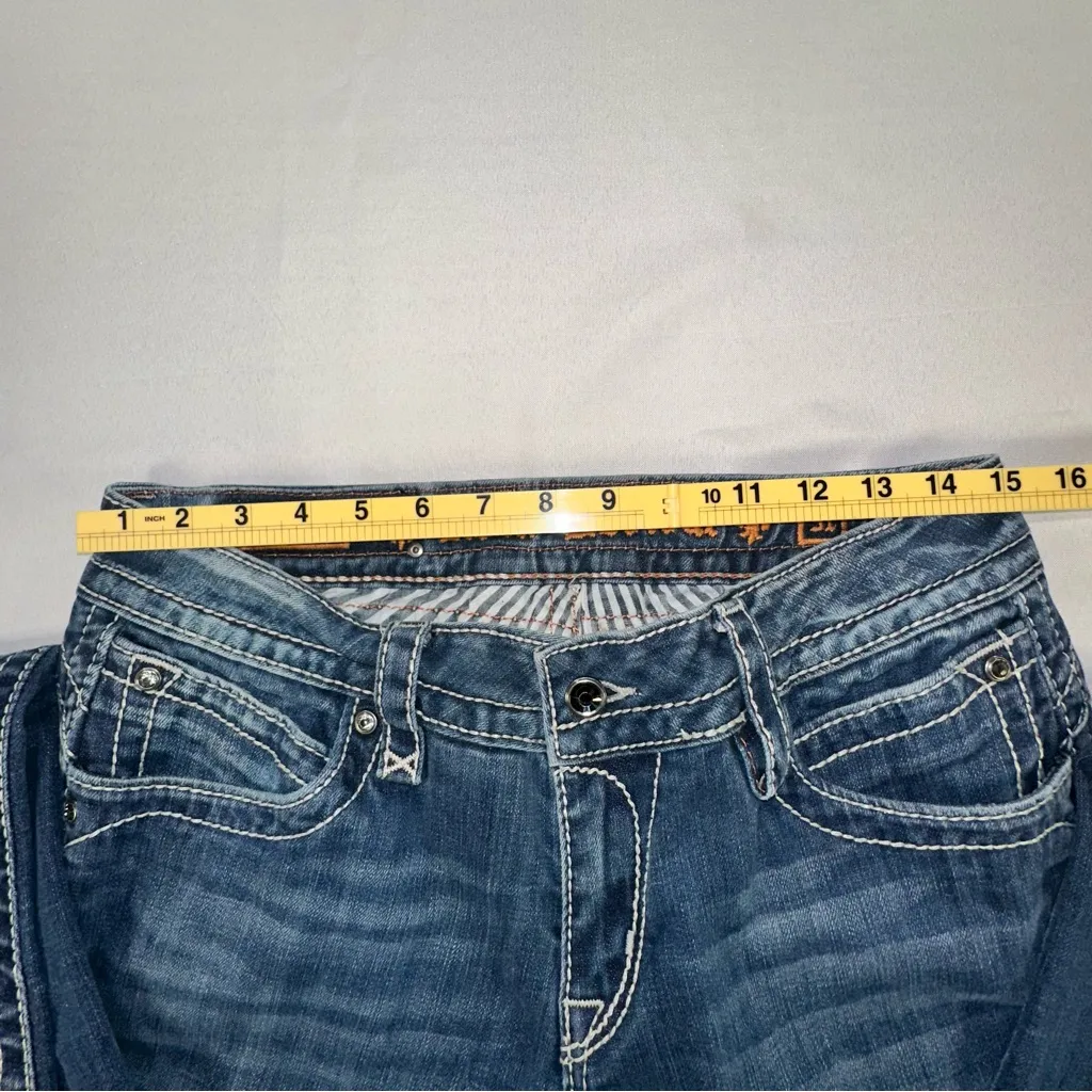 Rock Revival • Scarlett Wide Leg Jeans Size 31 Fleur De Lis Lily Rhinestones - Image 11