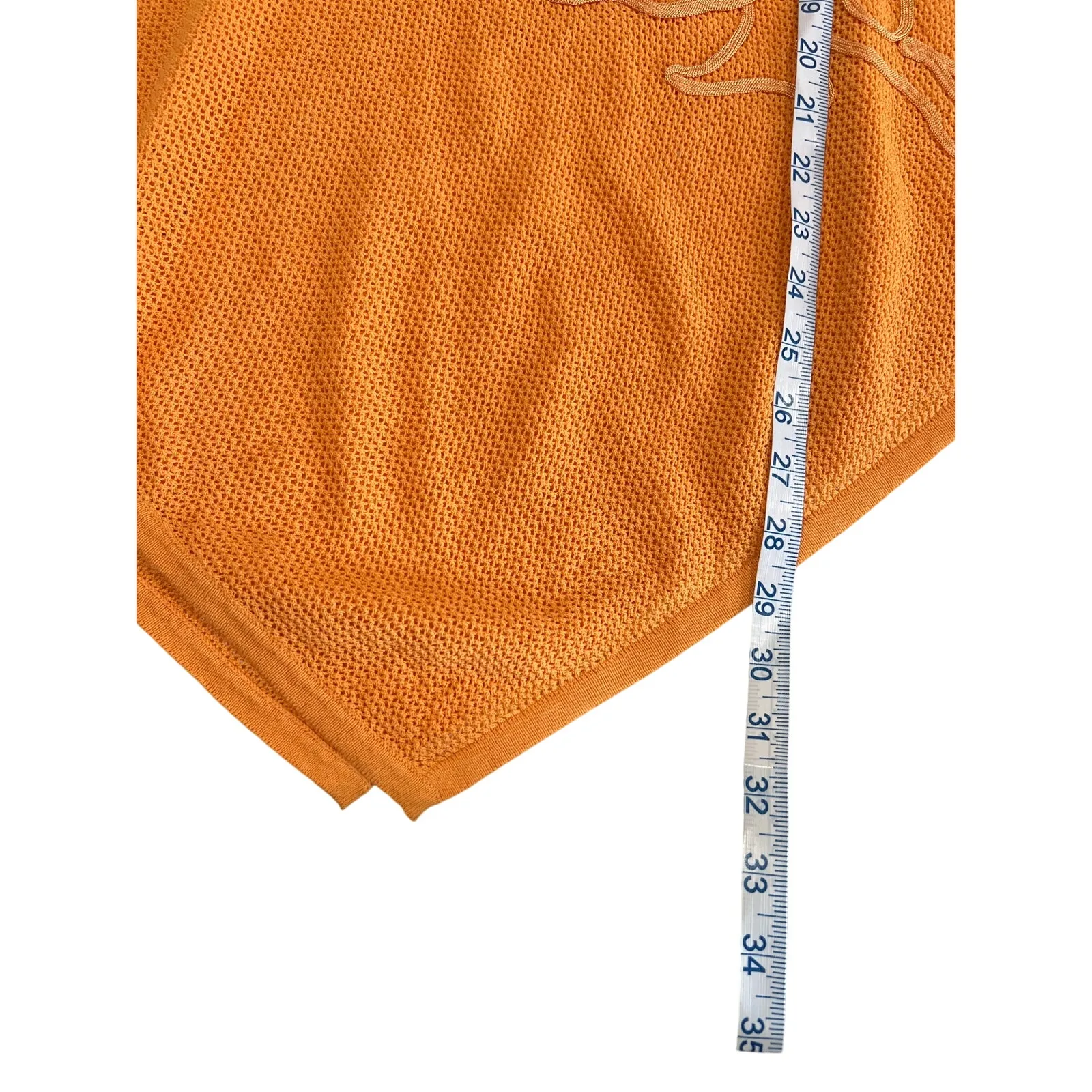 Chicos Embroidered Triangle Poncho Women's Size S/M Mango Sorbet Tropical Knit - Image 8