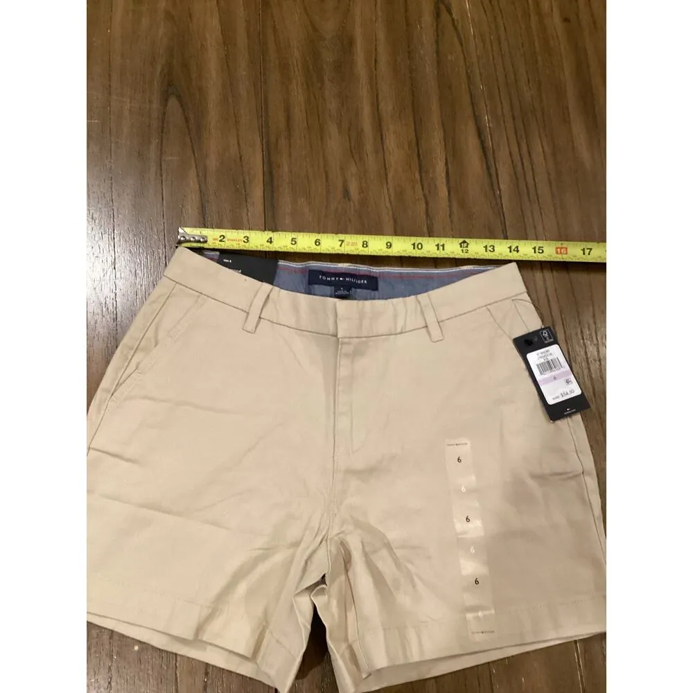 Tommy Hilfiger Womens Khaki Chino Hollywood Slim Shorts 5" Flat Front Sz 6 NWT - Image 5