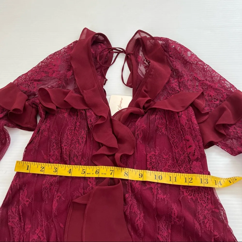 For Love & Lemons NWT Daphne Mini Dress Bordeaux, S - Image 6