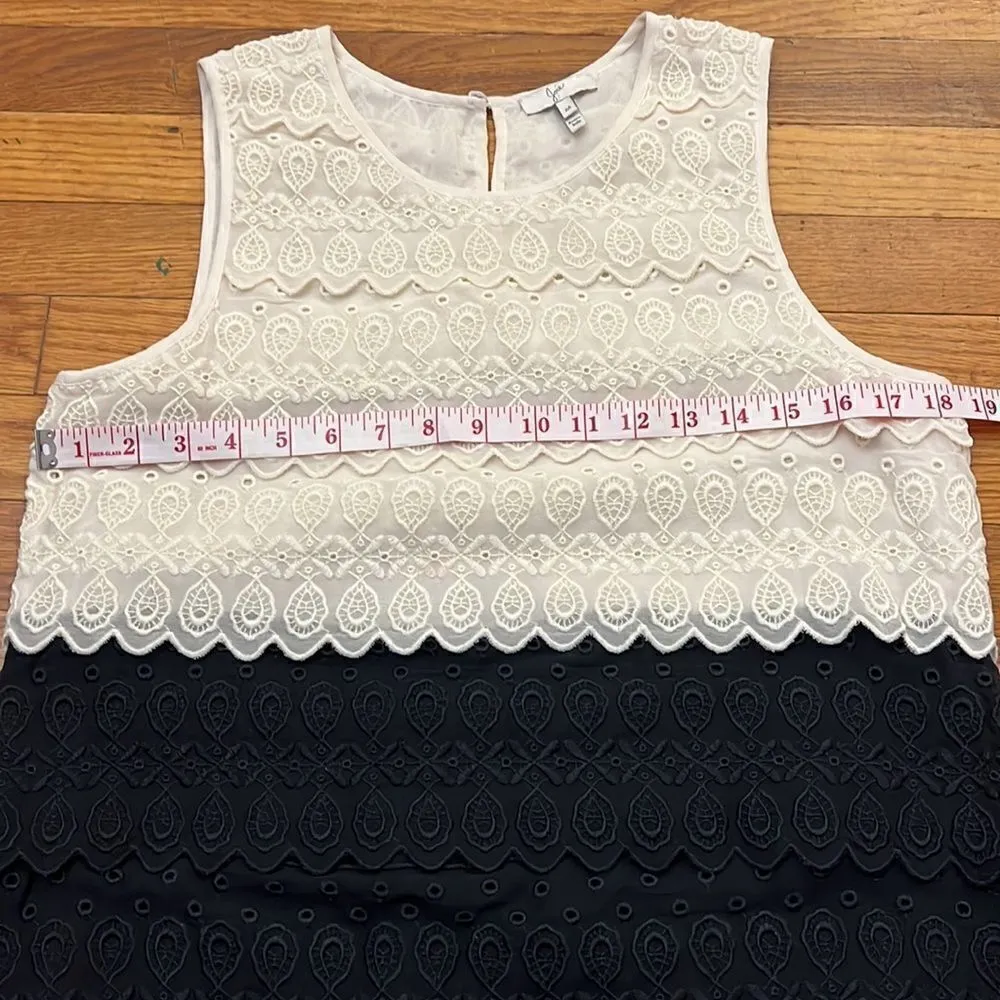 joie white & black tiered eyelet dress M - Image 9