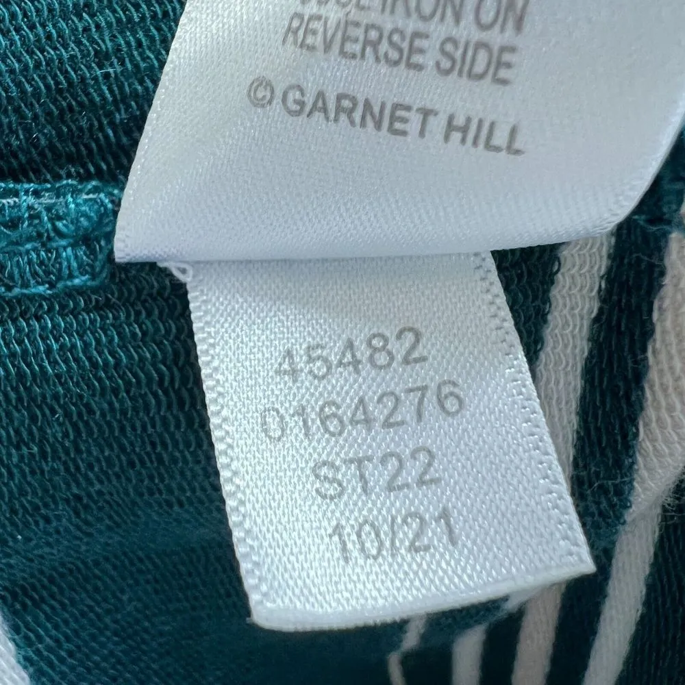 Garnet Hill  Sweater Oversized Turtleneck Womens Medium Green White Striped Boho - Image 4