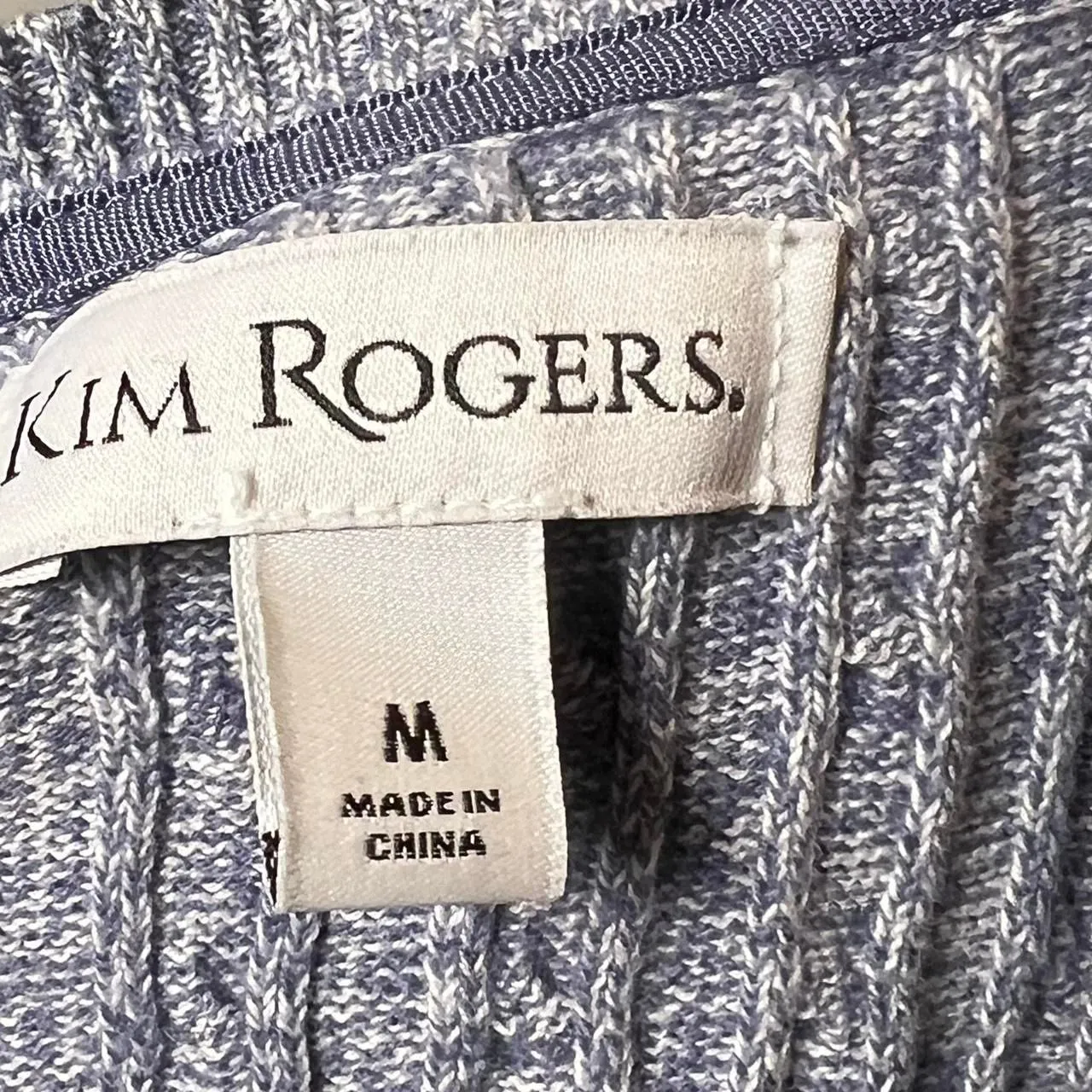 Kim Rogers Periwinkle Blue Cable Knit Cotton Sweater Medium preppy casual - Image 6