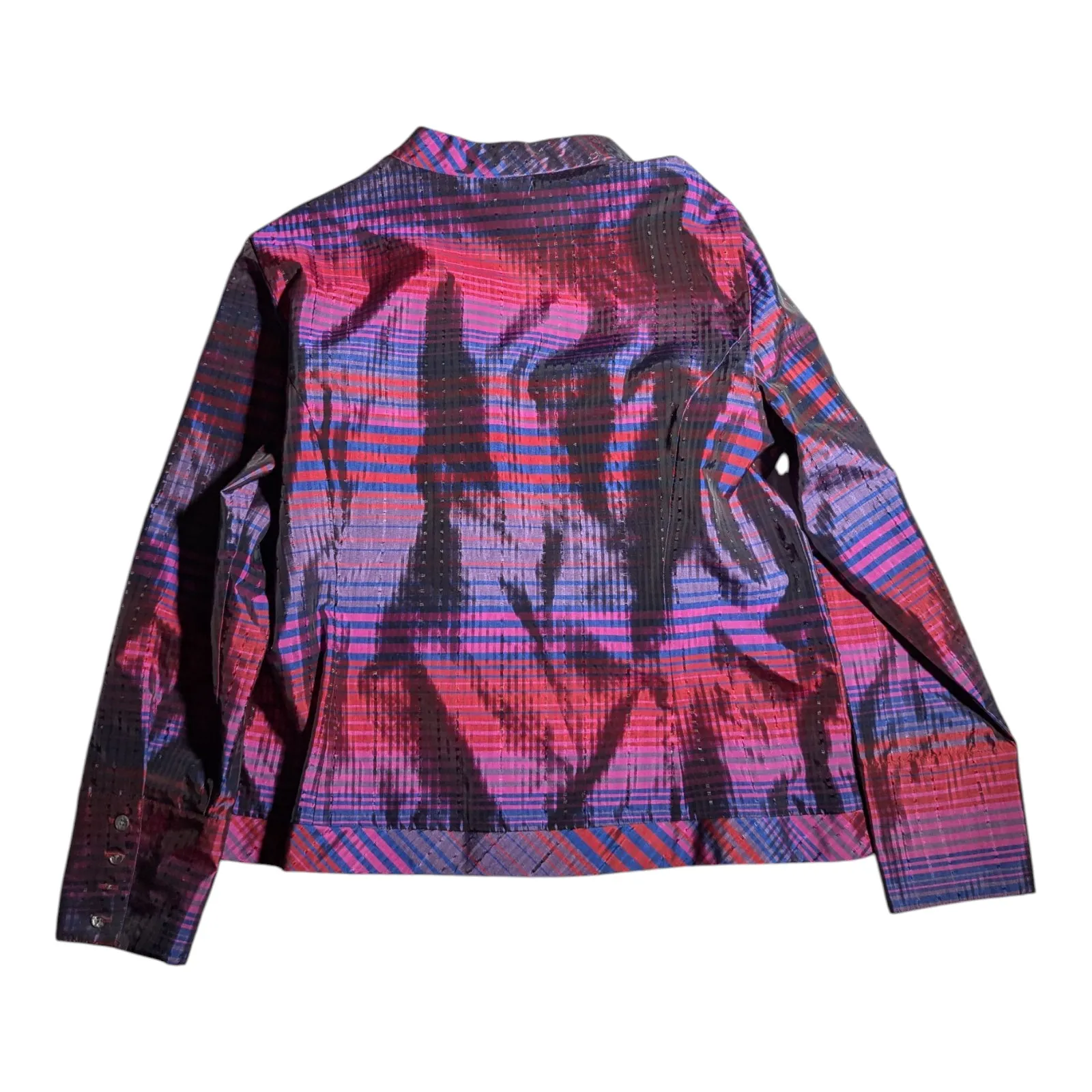 Vtg Y2K Coldwater Creek Bright Fuchsia Pink Purple Zip Front Silk Blend Top P XL Size undefined - Image 2