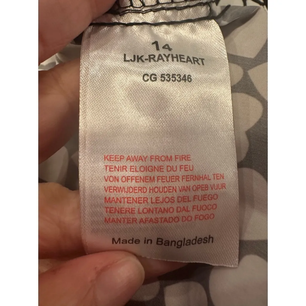 Women's Brave Soul Black & White Heart Print Rain Jacket Size 14 - Image 6