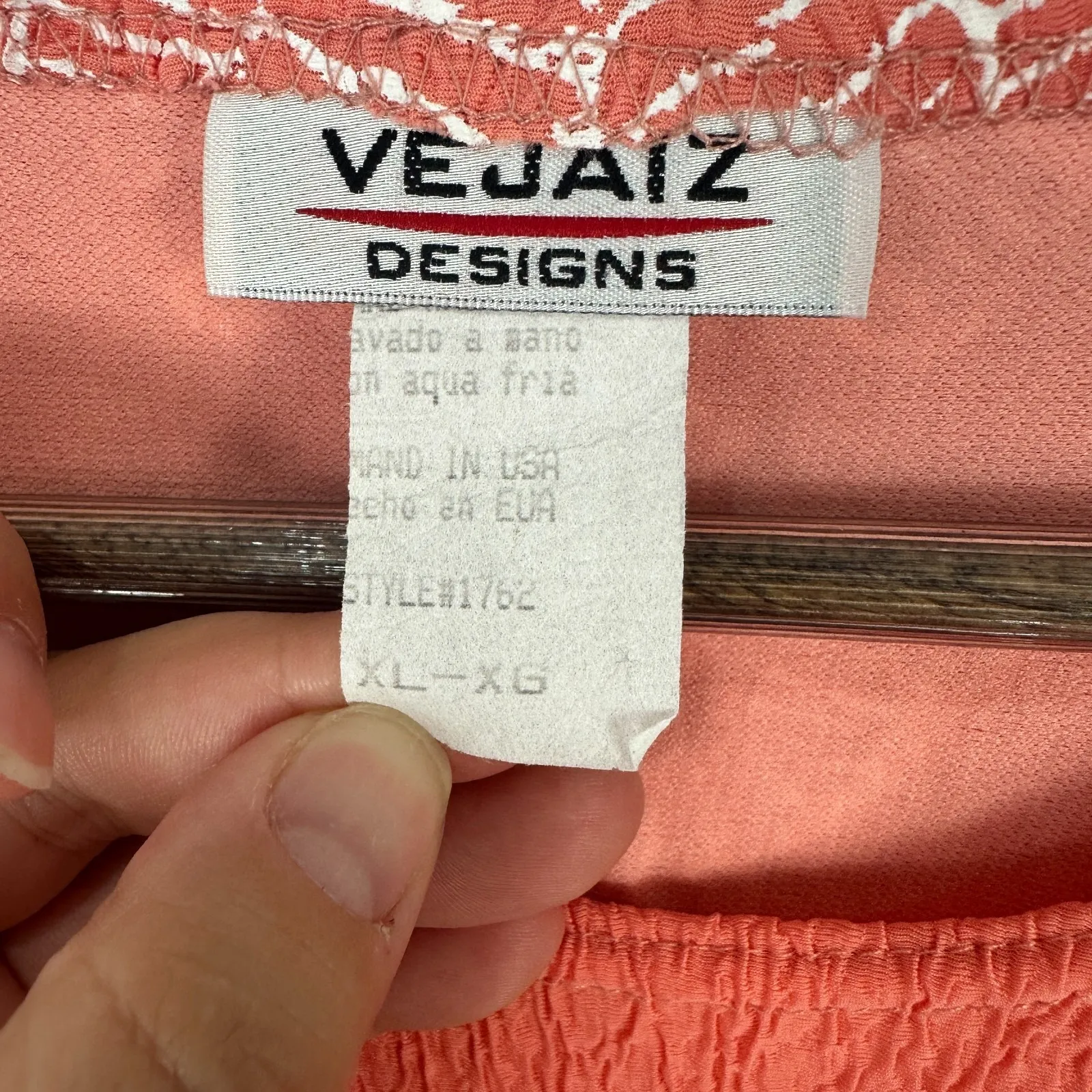 Vejaiz Designs Top Womens XL Coral Fish Starfish Artsy 90s Lagenlook Coastal Vtg Orange - Image 2