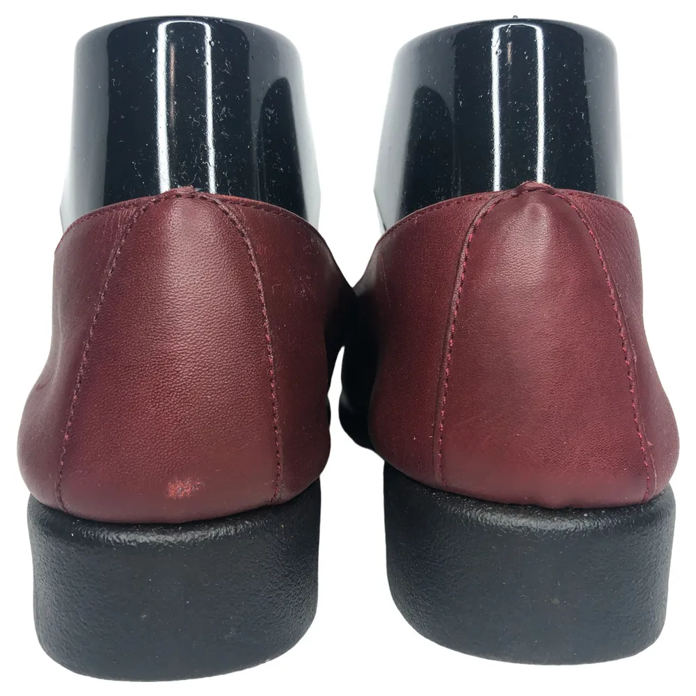 Red Wine Square Deal Soft Leather Loafers - Size 7.5 - Women - Image 8