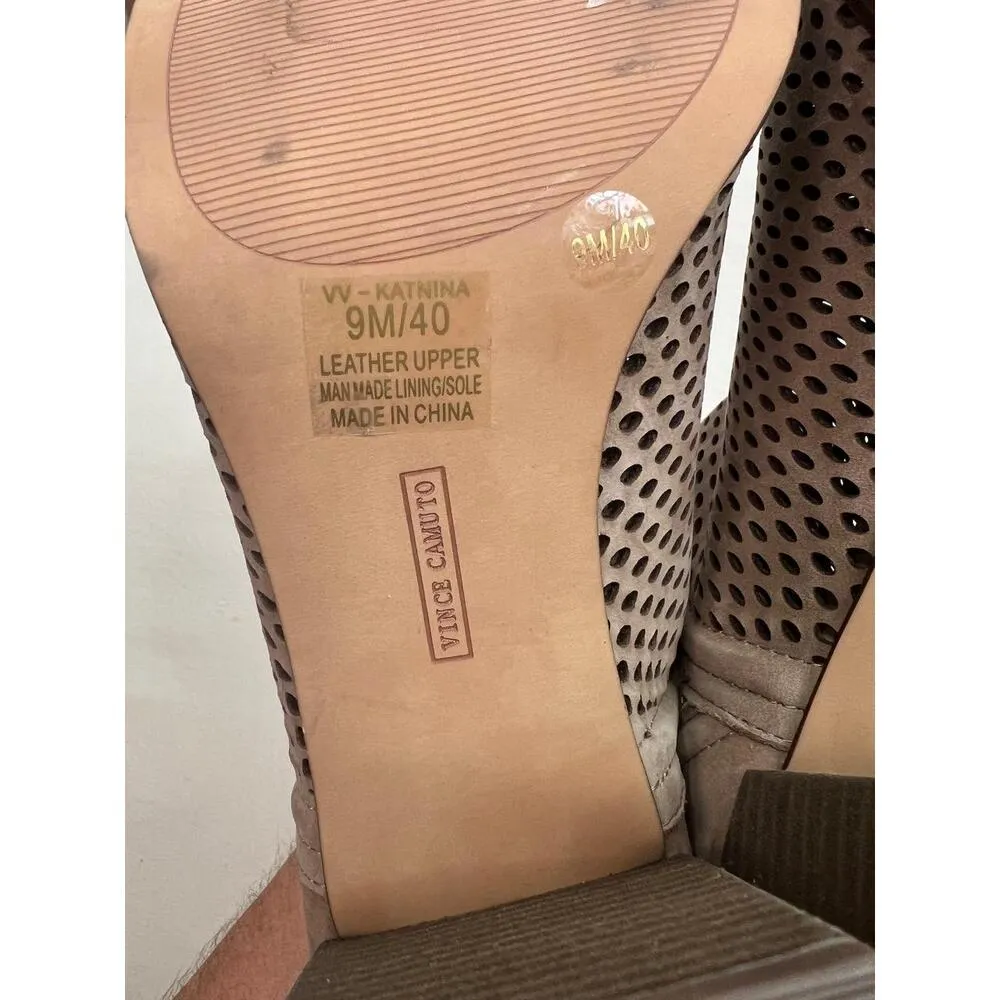 Vince Camuto Katnina Heels Size 9M Brown PeepToe Bootie Chunky Mesh Zipper Chic - Image 10