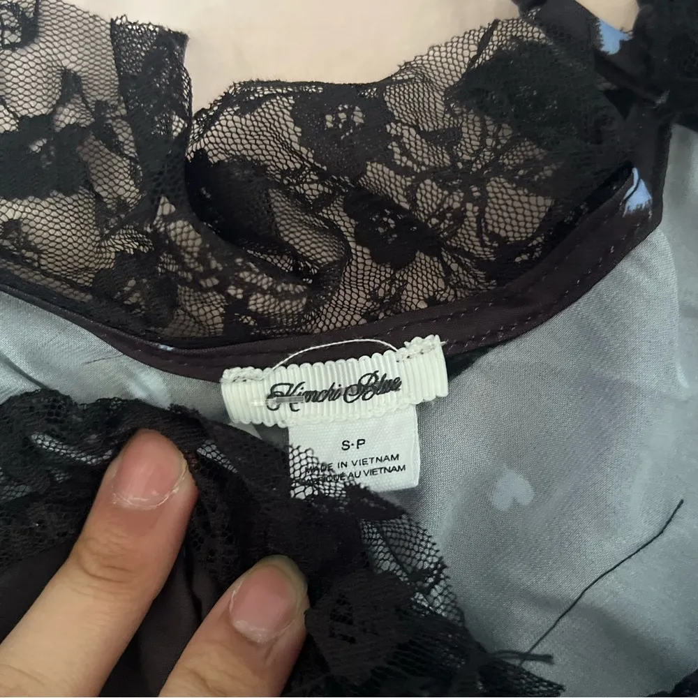 Urban Outfitters Kimchi Blue Asymmetrical Ruffled Blue and Black Sundress - Image 6