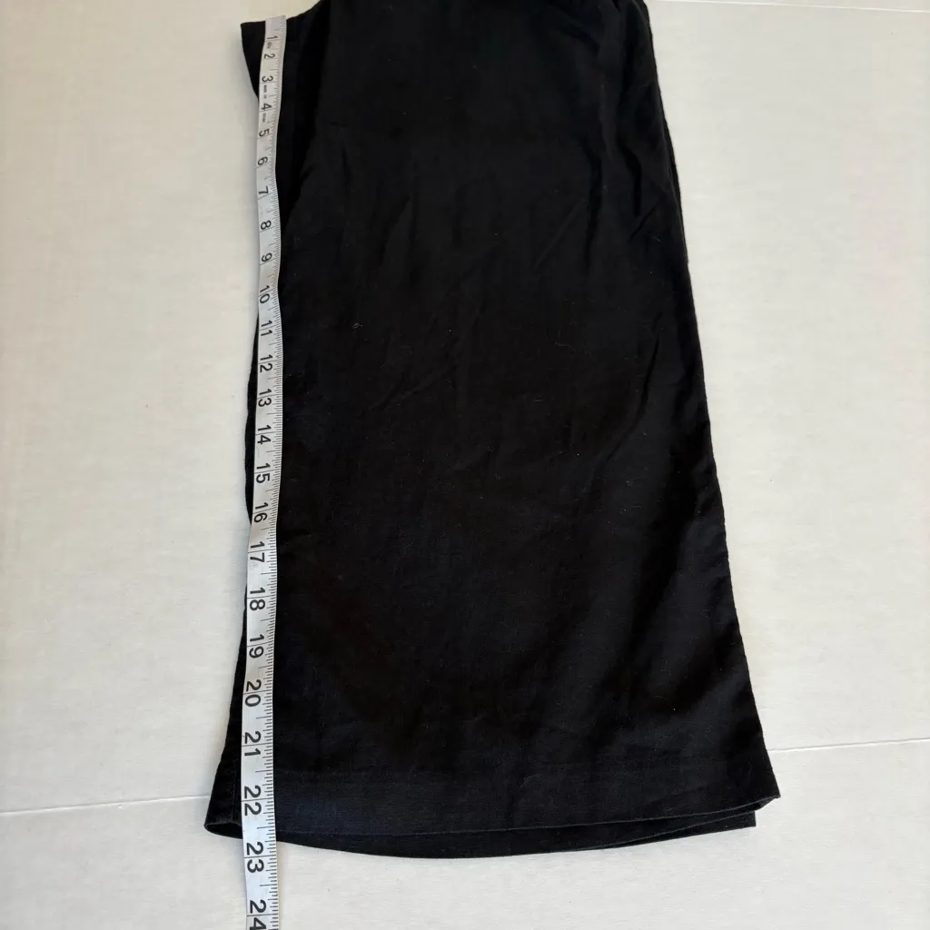 Old Navy High waisted Linen blend Cropped Wide Leg pants Black small - Image 13