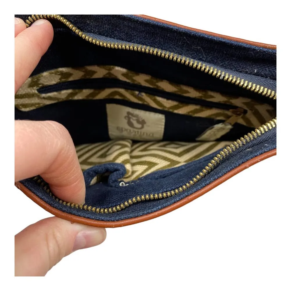 Spartina 449 Geometric Green/ Cream Leather and Linen Crossbody Bag with Wallet - Image 86