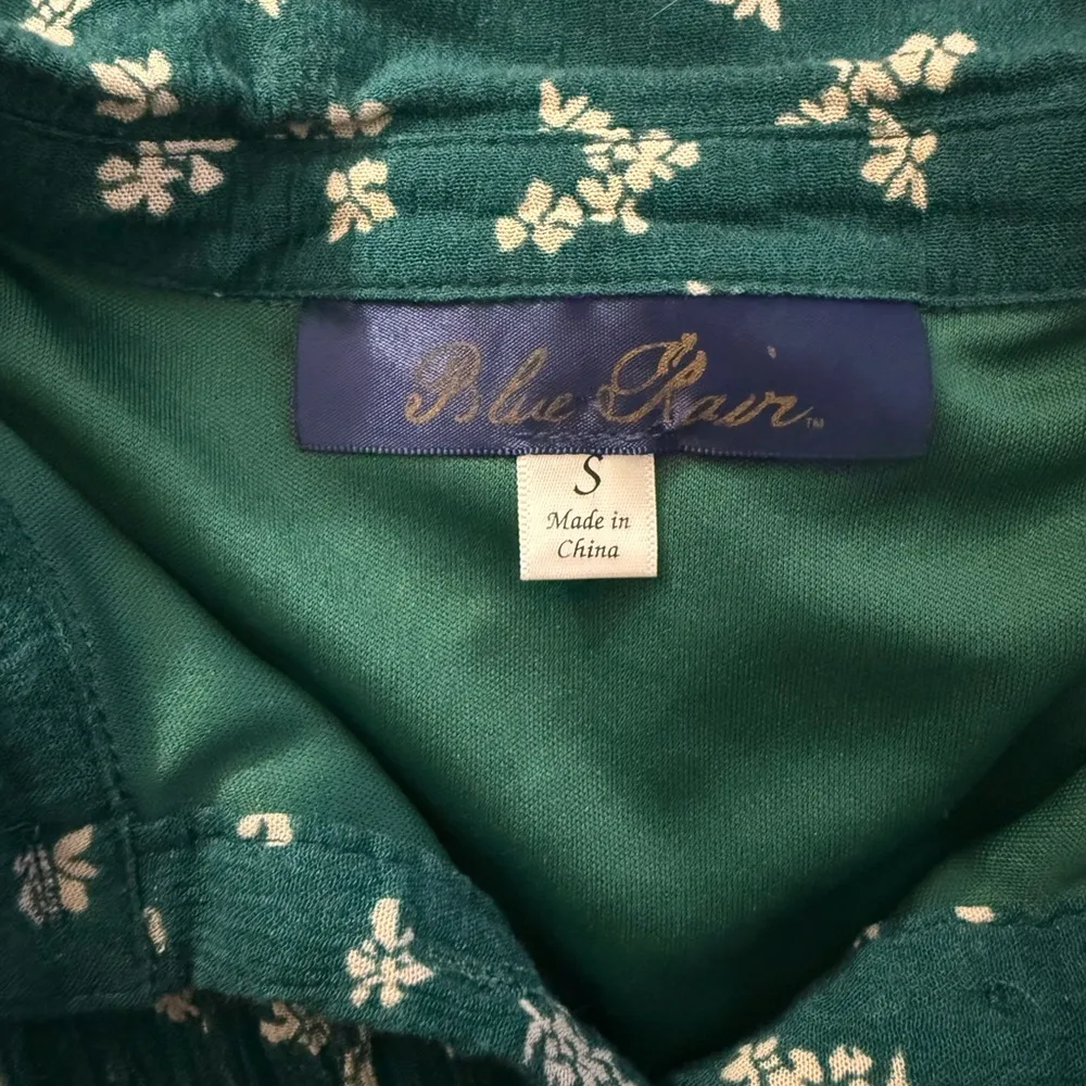 Blue Rain Hunter Green Longsleeve Dress with White Floral Accents - Image 3