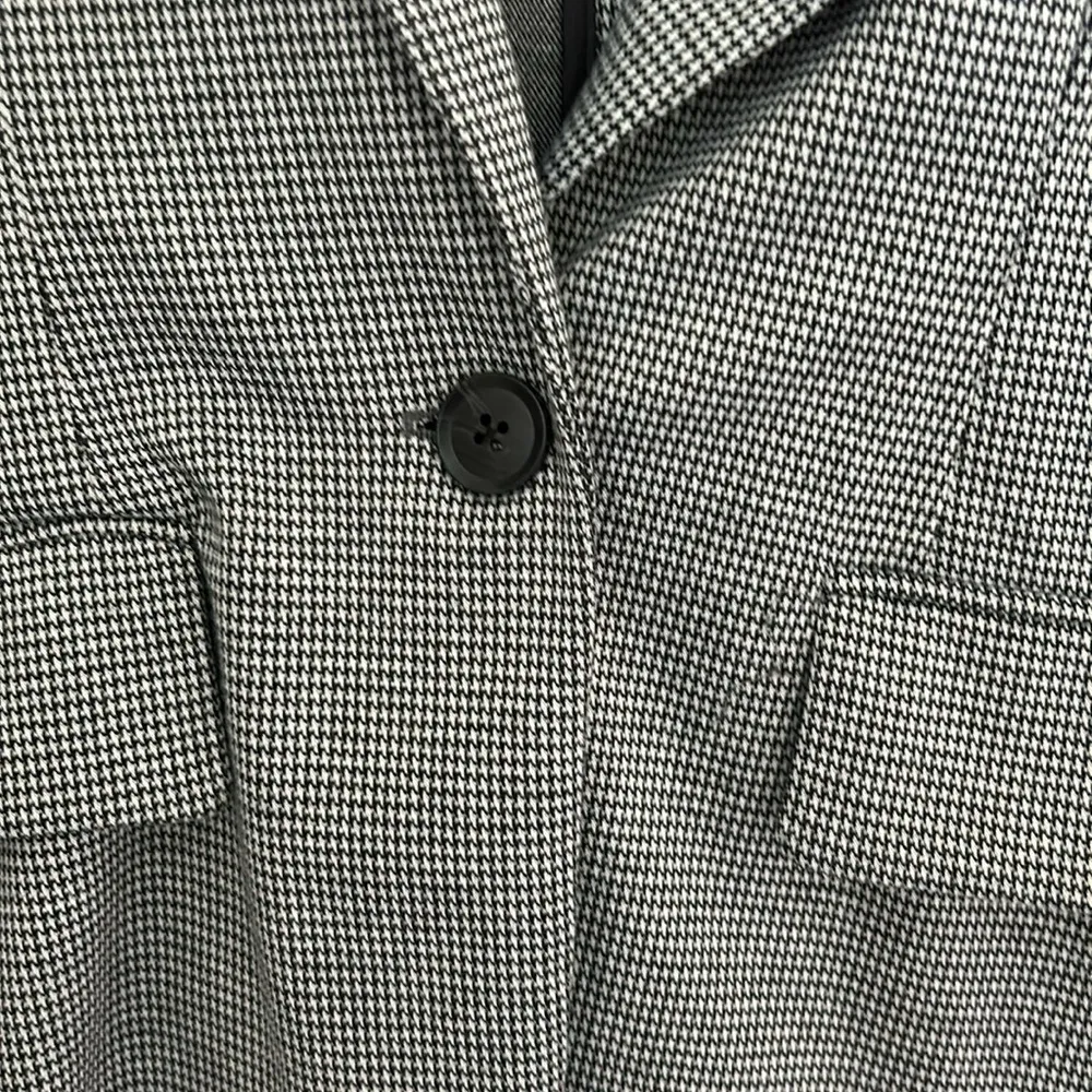 Houndstooth single button blazer w/ padded shoulder - Image 3
