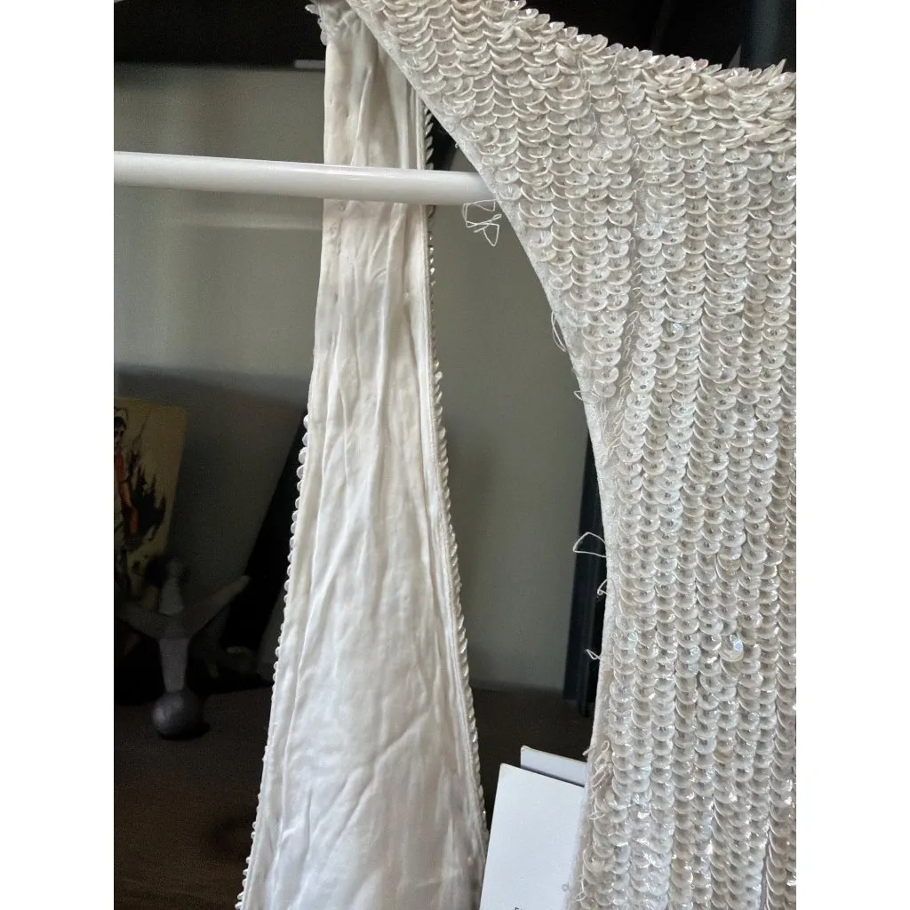 retrofete Cydney Sequin Dress Moonglow White Womens Size Large - Image 8