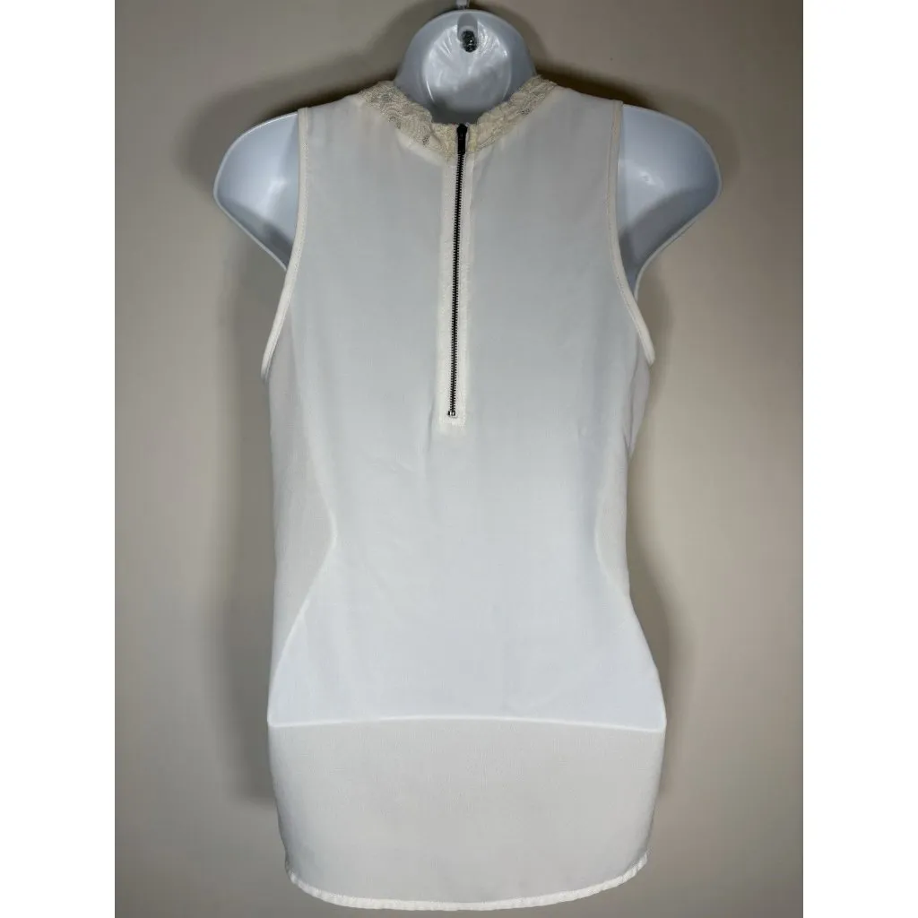 Anthropologie EVERLY Lace Overlay Cream Halter Sleeveless Top Cottage Size Small - Image 3