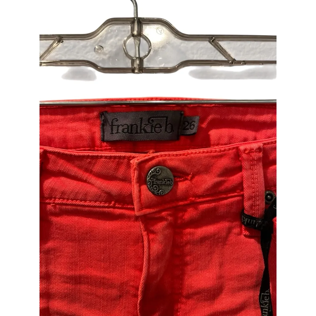 Franky B. NWT Low Rise Red/Pink Denim Jean Shorts Size 27 Cutoff Casual Summer Pink - Image 4