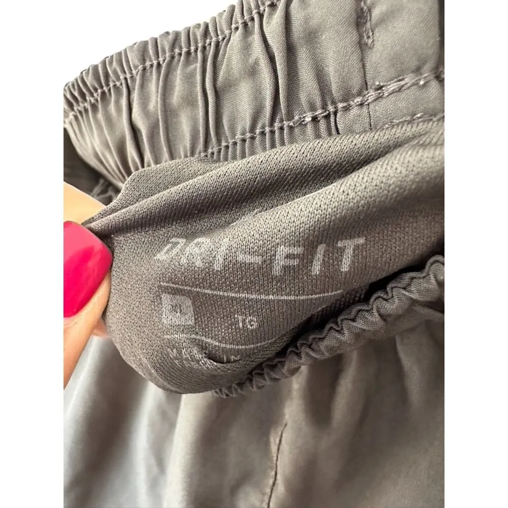 Nike Athletic Dri-Fit Gray & White Mid Rise Lined Running Shorts Women's XL - Image 4