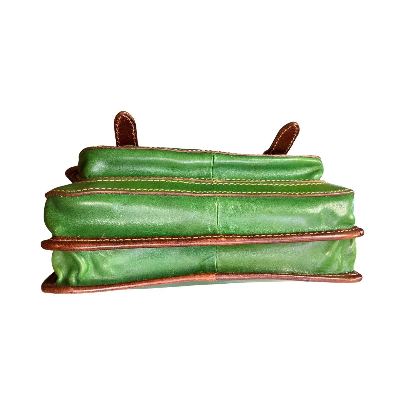 Conte Di Cavour Green Leather Crossbody Bag Italian Made Satchel Purse - Image 16