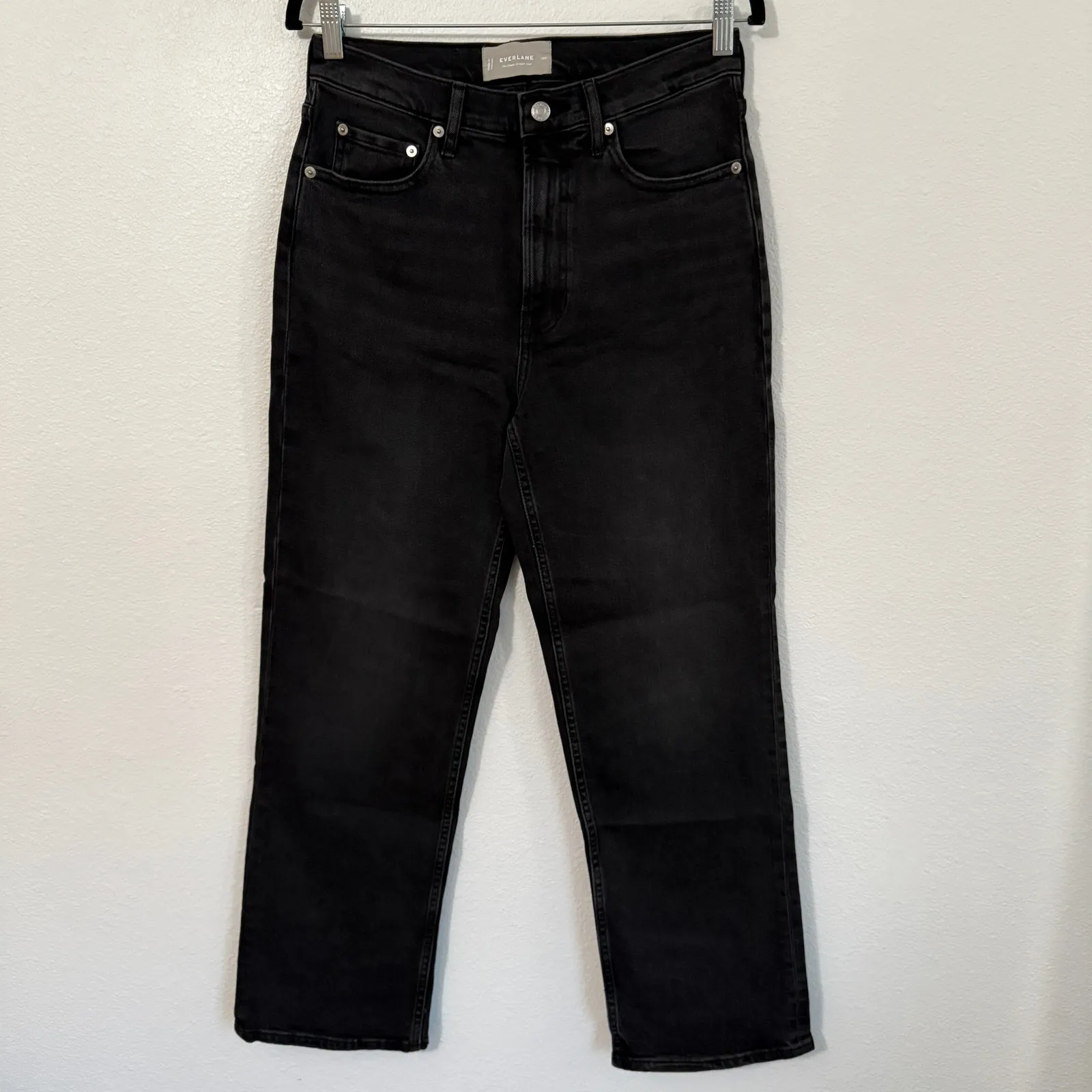 NEW Everlane Sz 28 The Cheeky Straight Jean in Washed Black High Rise - Image 3