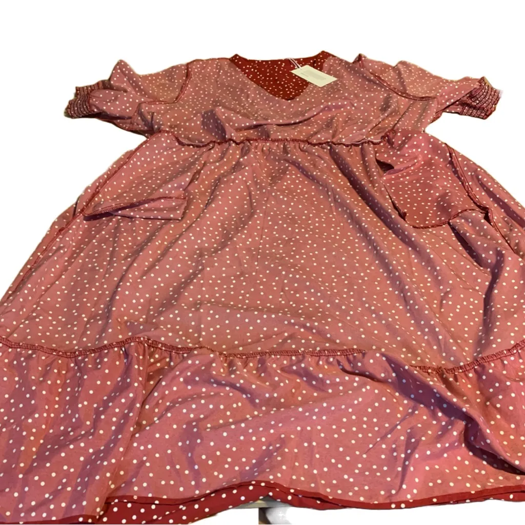 BLOOMCHIC RED AND WHITE POLKA DOT MAXI DRESS NWT (28) Size 3X - Image 7