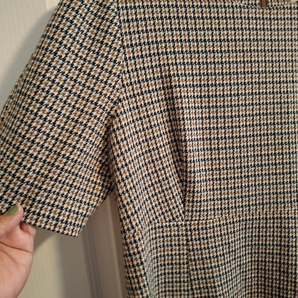 Calvin Klein Size 14 Black and White Houndstooth Dress - Image 7