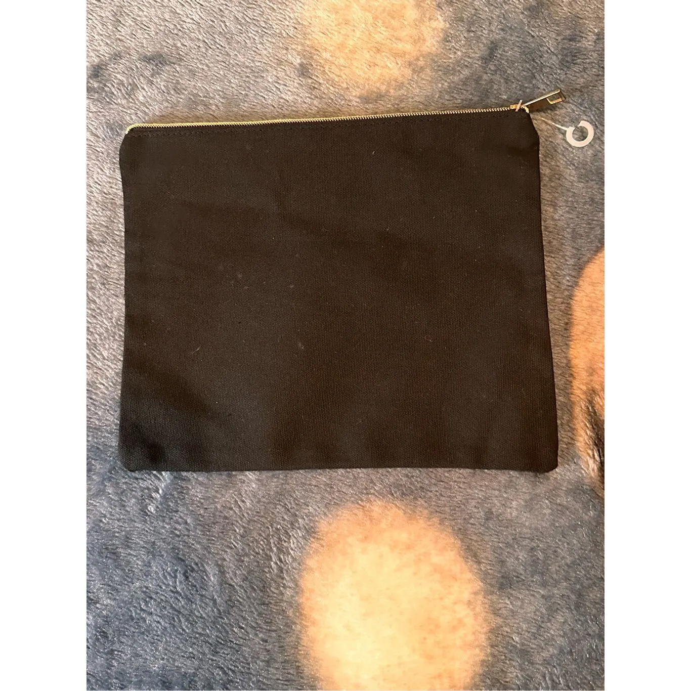 Black Canvas Clutch Pouch Rose Gold Glitter Monstera Leaf Zipper Cosmetic Bag - Image 3