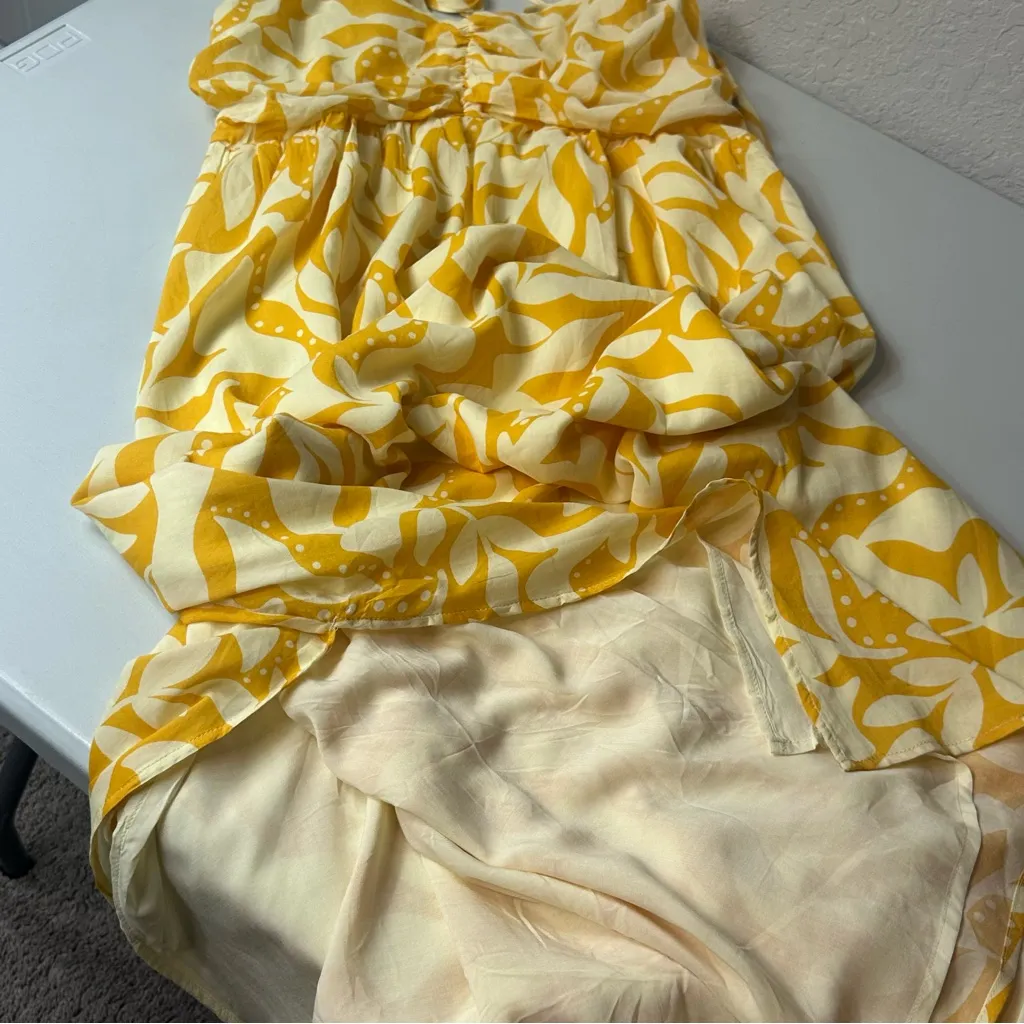 GAP Women’s Classic Yellow Empire waist Floral Printed Midi Dress Size Large NWT - Image 7