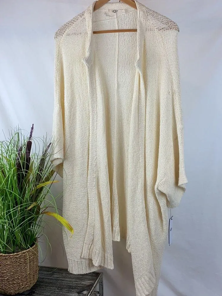 UGG Ivory Kennedy Knit Long Sleeve Duster Sweater L - Image 3