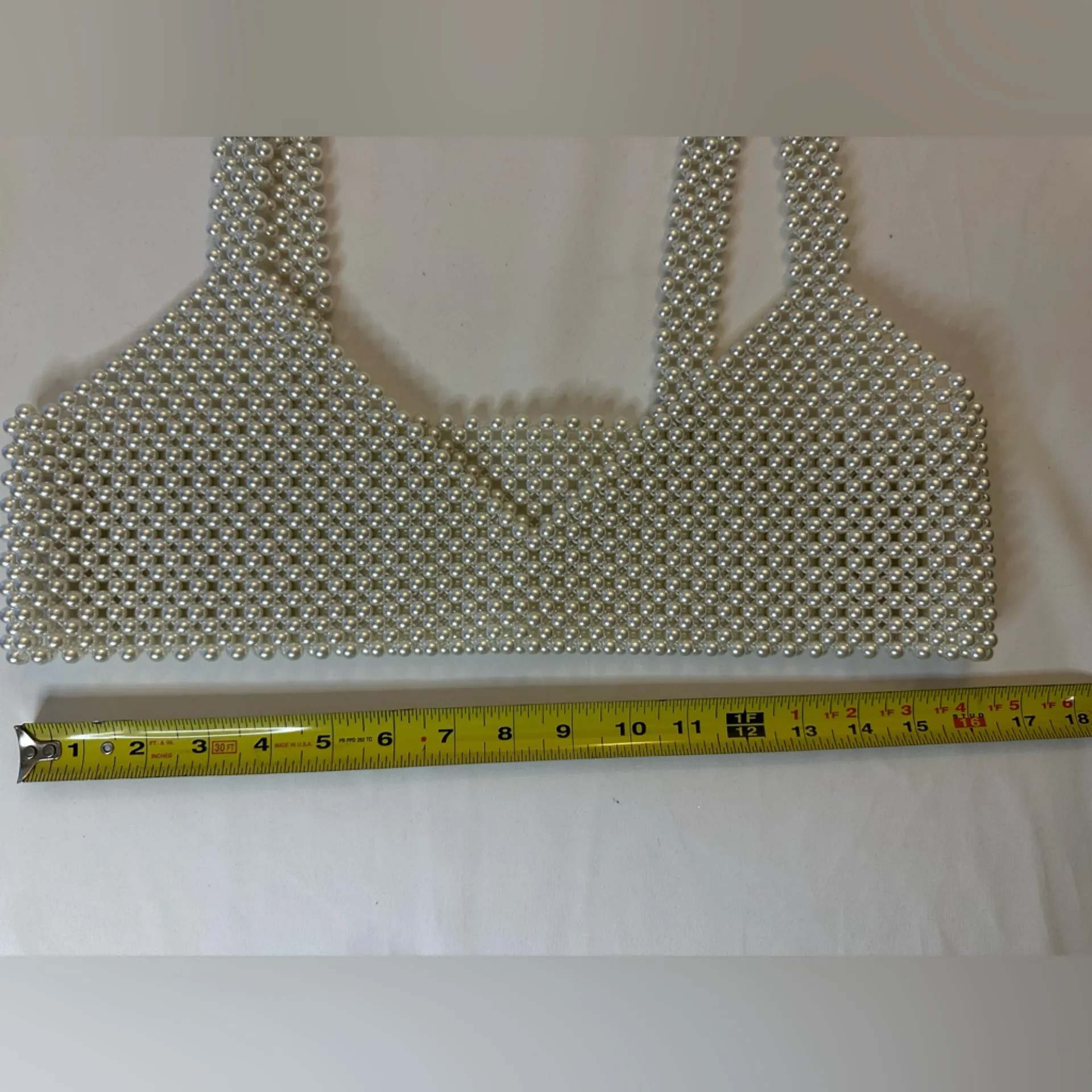 White Pearls Beaded Crop Top Women Pearl Beaded Bra Beaded Crop Top/Bra Heavy Size undefined - Image 6