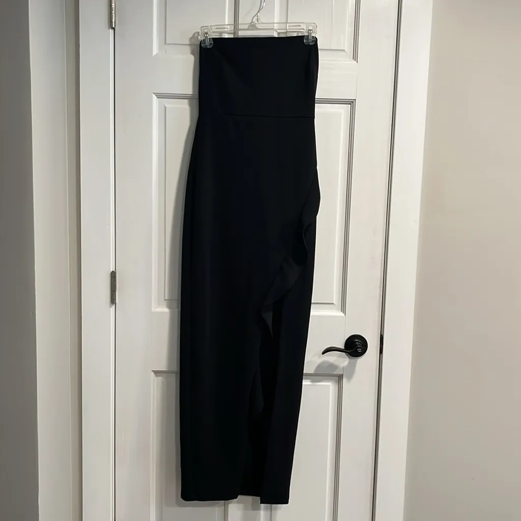 Lulus  After Hours Black Strapless Ruffled Maxi Dress Size Small - Image 4
