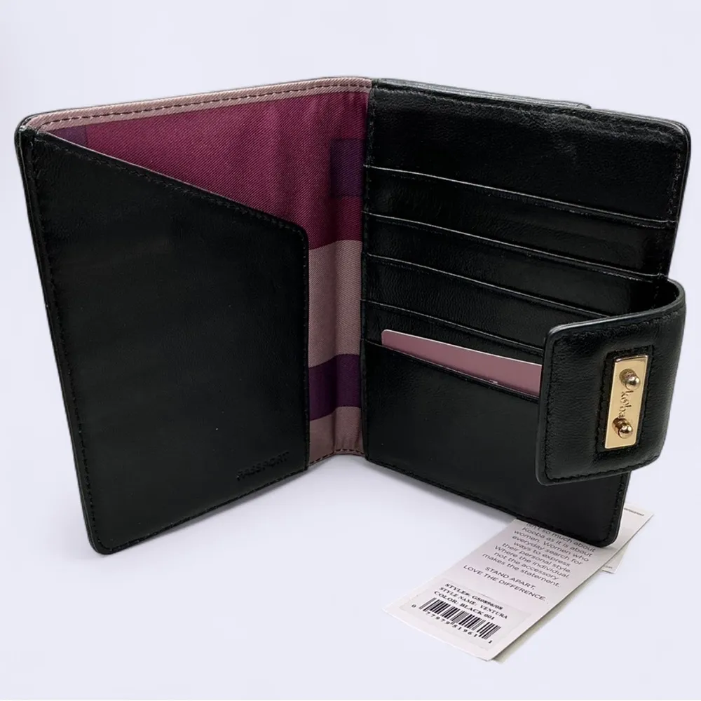 A NWT Ventura Black Leather Kooba Travel Passport Snap Wallet - Image 3