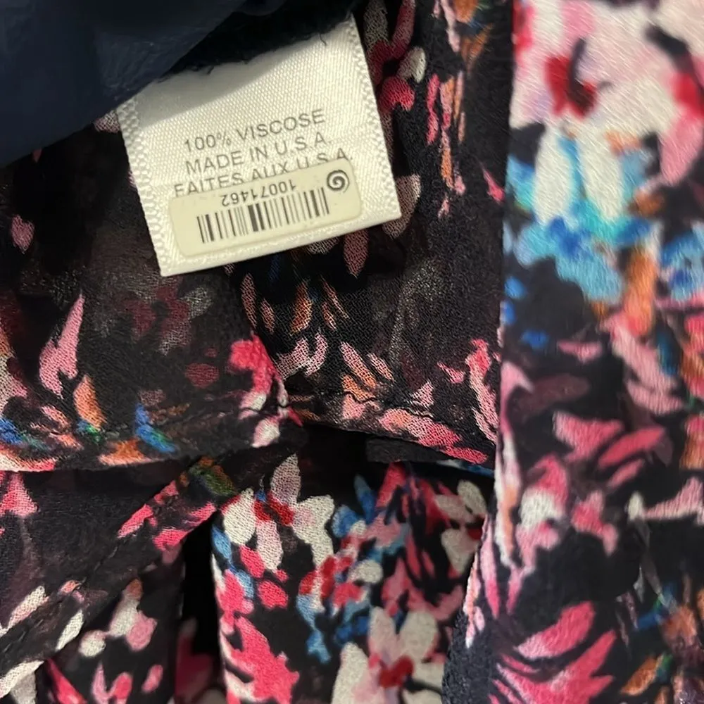 MISA Los Angeles Carmen Floral Navy Pink Ruffle Skirt, Size XS - Image 9