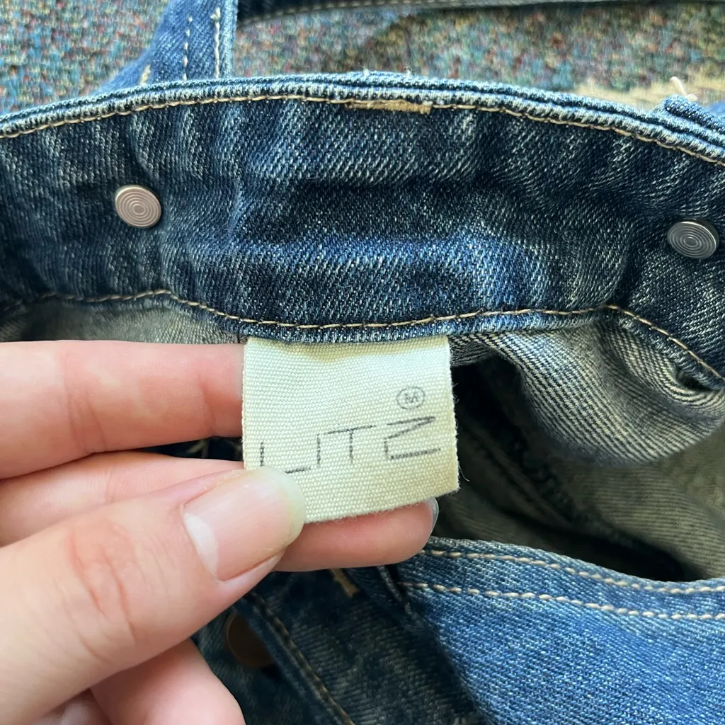 Litz Distressed Denim Short Overalls Blue Wash Women’s Medium Casual Cottagecore - Image 13