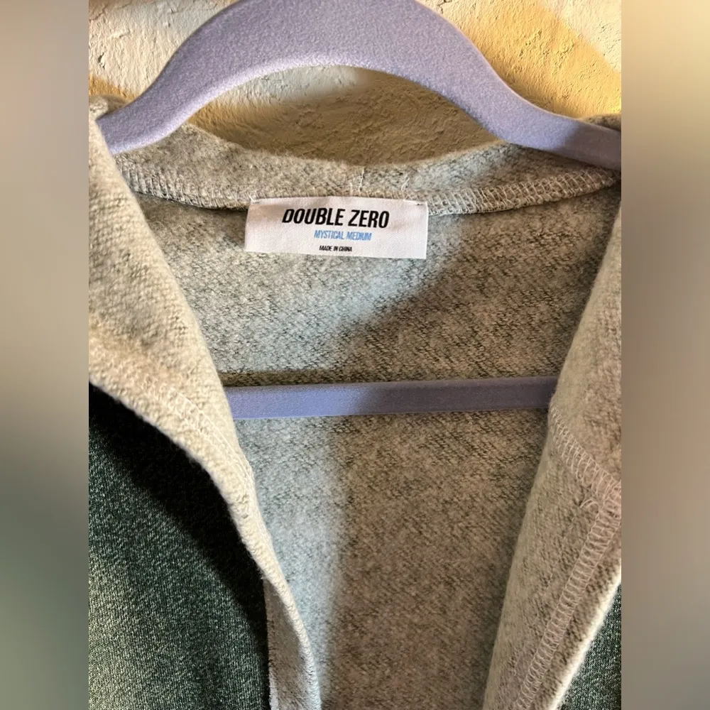 NWT Cardigan sweatshirt open front w hood, hunter green, trimmed in heather grey - Image 2