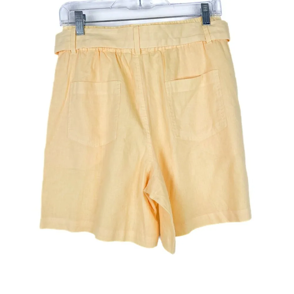 NWT Tribal Jeans Linen Blend Belted Shorts in Soft Yellow Size Petite Small PS - Image 7