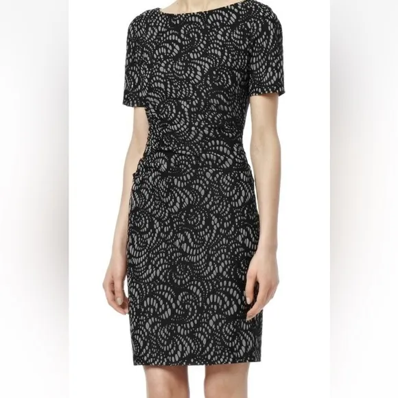 Reiss Janella Black‎ Lace Sheath Dress Short Sleeve Size 4 - Image 11