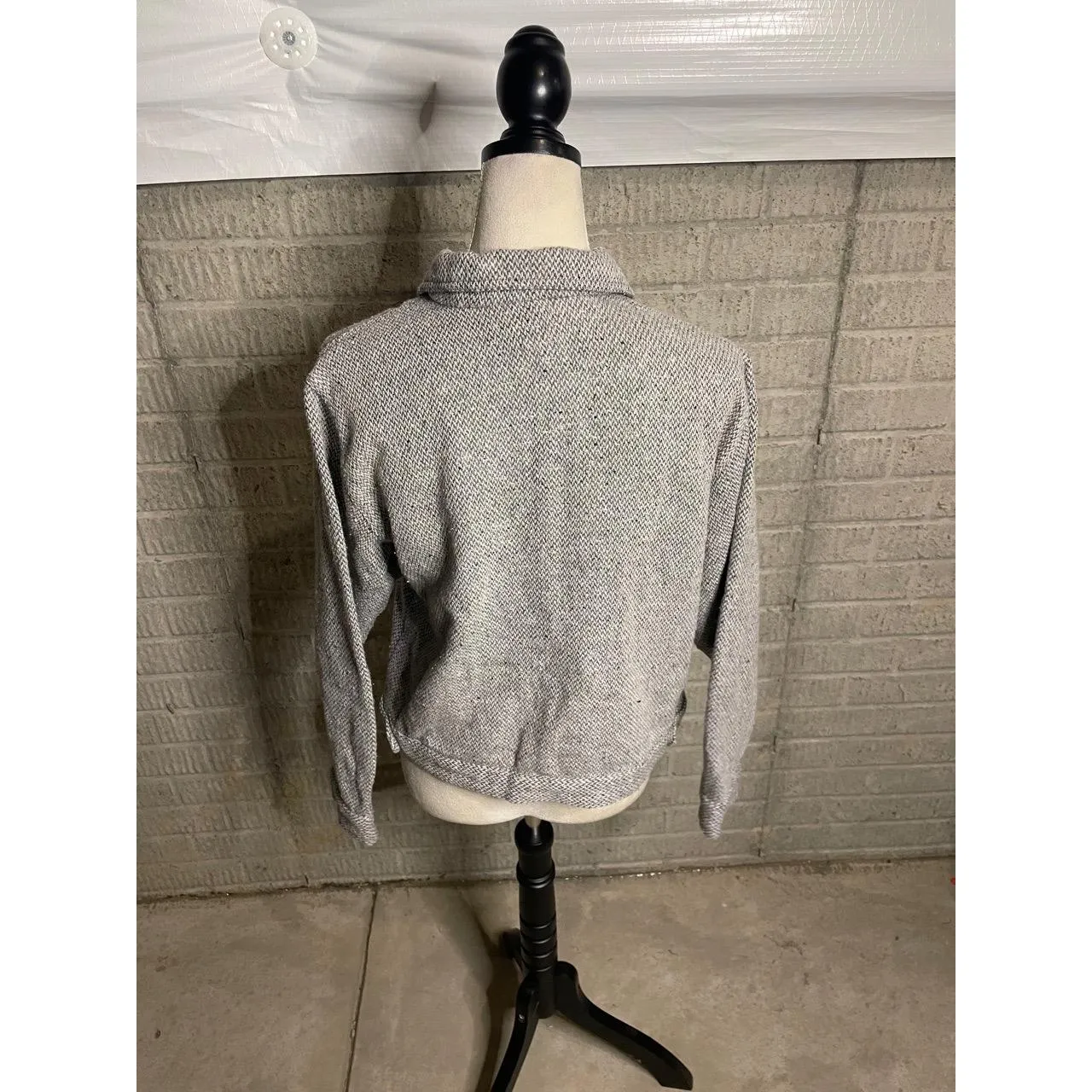 Compagnie Internationale Express Wool Knit‎ Bomber Jacket Size Large Gray - Image 3