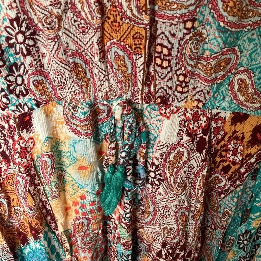 Lascana: Teal & Red Paisley Flowy Print Dress/ Coverup - Image 5