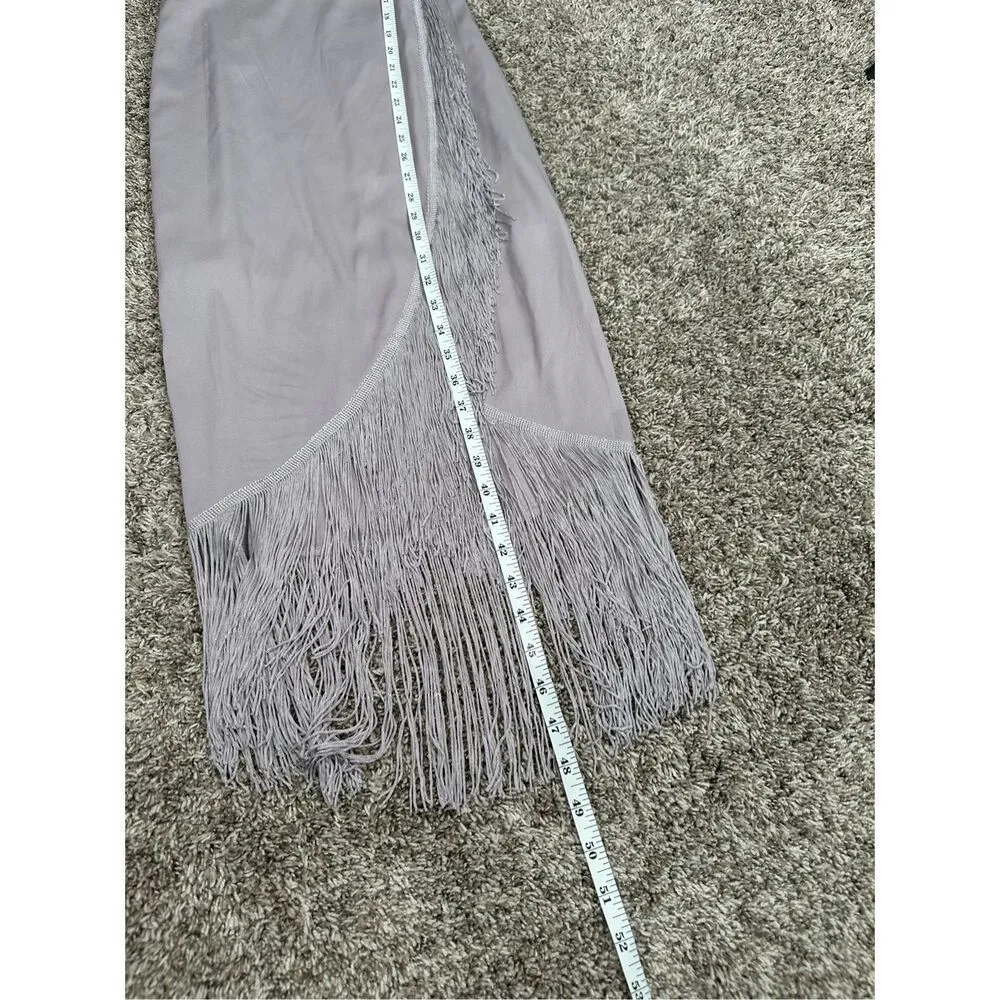 NWT Gianni Bini Fringe Wrap Midi Prima Dress Pebble Purple Flapper Nightlife S - Image 9