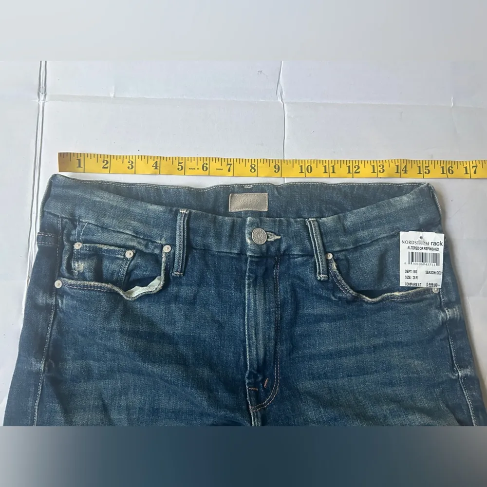 MOTHER Denim The Looker Ankle Step Fray Jeans Blue Size 28 - Image 10
