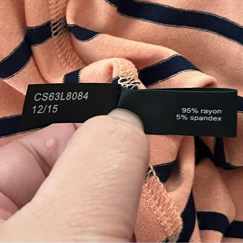 The Limited Asymmetrical Hem Striped Tee Stretch Knit Coral XS - Image 4