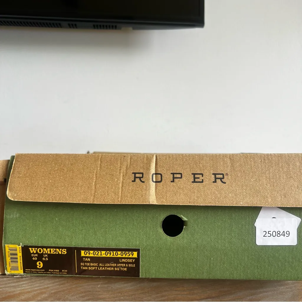 ROPER Lindsey Tan Leather Women's Square Toe Boot Size 9 #250849 - Image 3