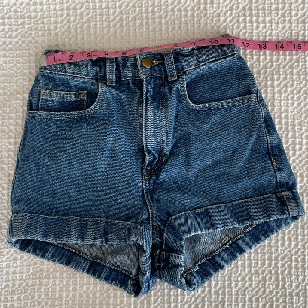AMERICAN APPAREL Jeans Denim High Rise Cotton Shorts Cuffed Hem Size 24 *Altered - Image 6