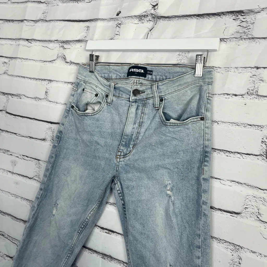 RSQ Women’s Slim Fit Light Wash Distressed Jeans 29x30 High Rise Vintage 90s - Image 7