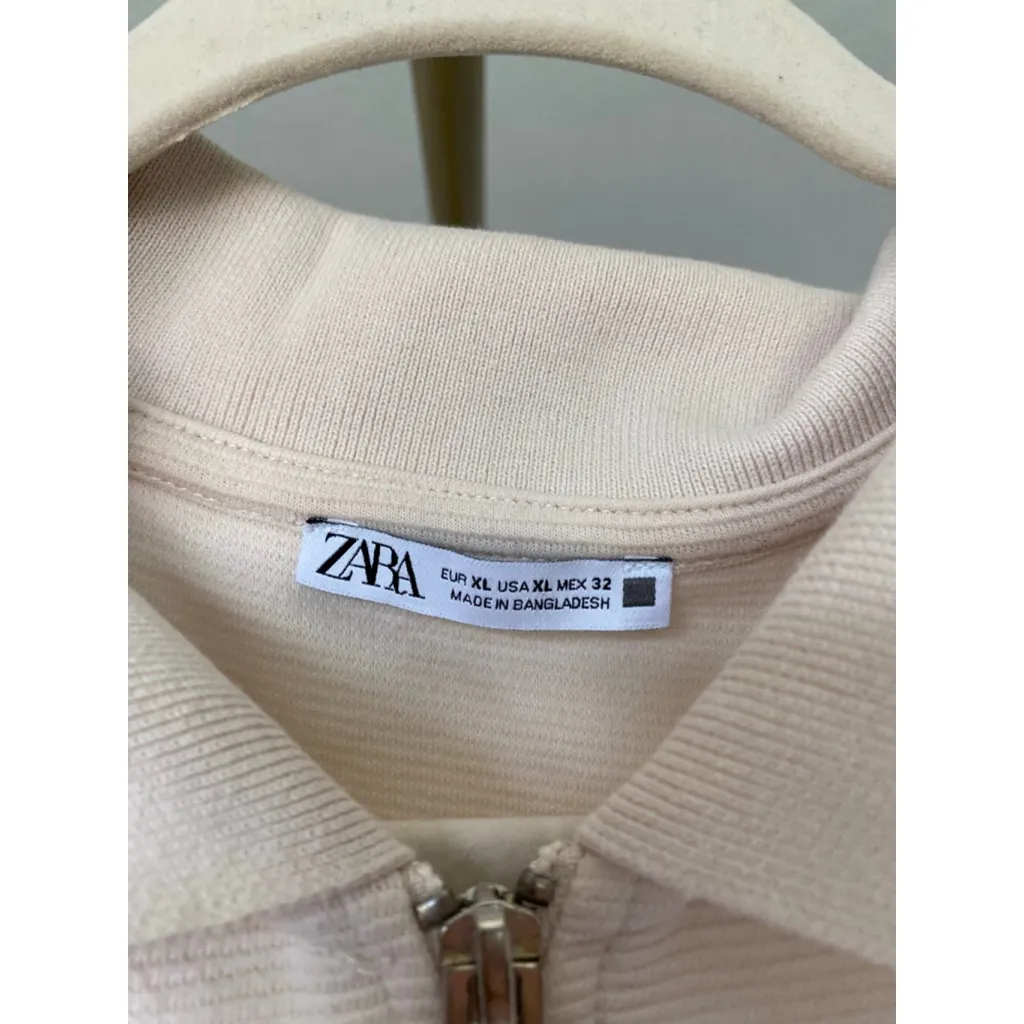 Zara Short Sleeve Polo Dress Cream Summer XL Minimal Soft Resort Coastal Clean - Image 5