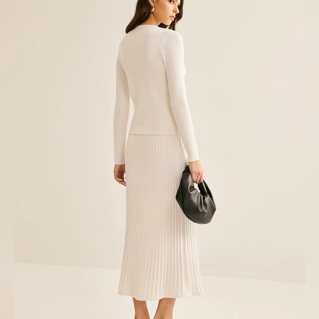 Commense Elegant Button Pleated Sweater Co - Image 2