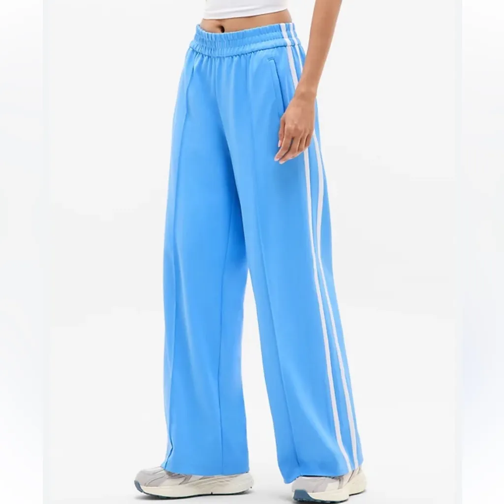Athleta Tempo Mid Rise Wide Leg Track Pant Blue XL Tall NWT - Image 3