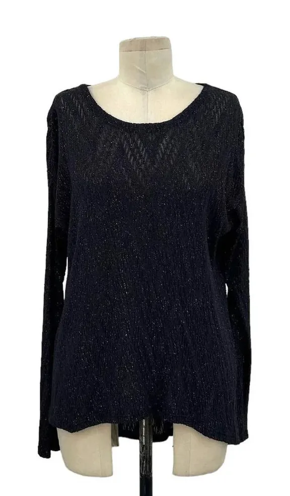 Generation Love Pointelle Lurex Metallic Navy Blue Sweater Size XS / S - Image 1